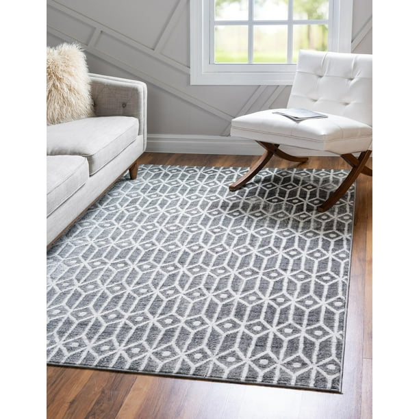 Large Dining Rooms Open Floorplans Rugs.com Lattice Trellis Collection Rug 10' x 14' White Low-Pile Rug Perfect for Living Rooms 